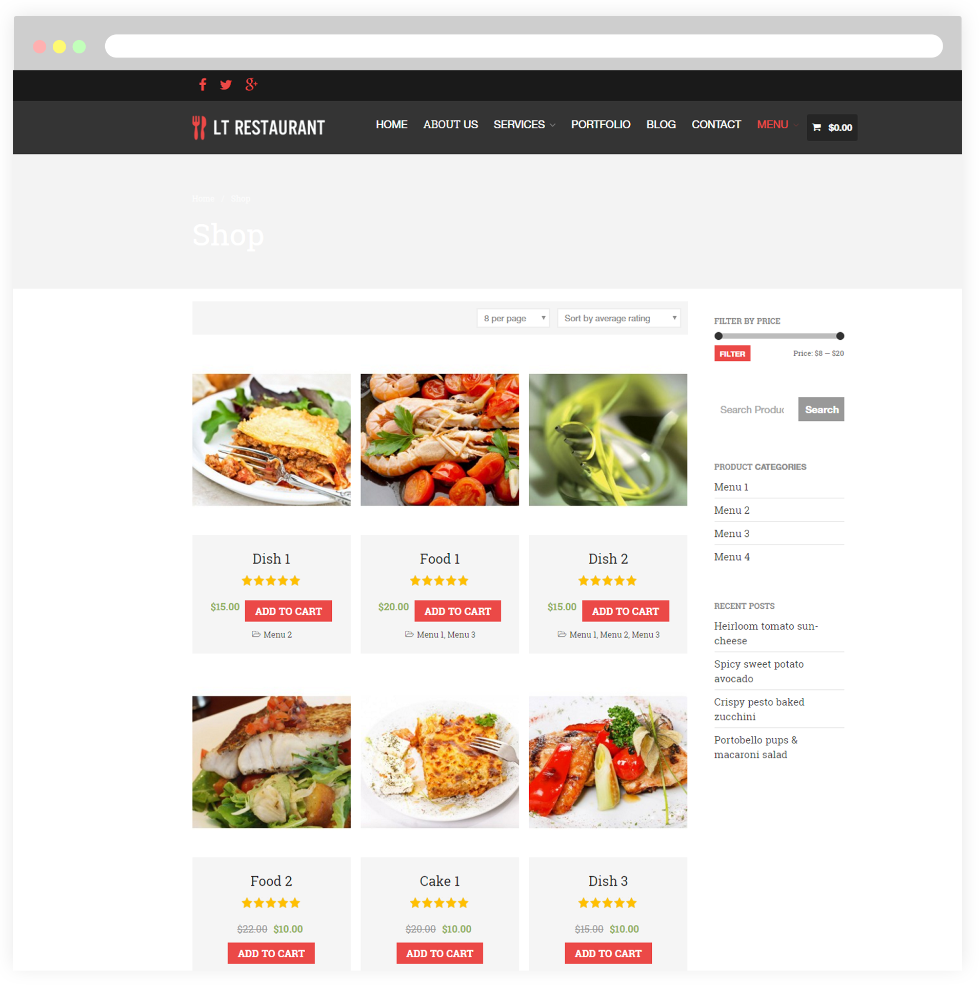 LT Restaurant Free Responsive Food Order Restaurant Wordpress Theme 