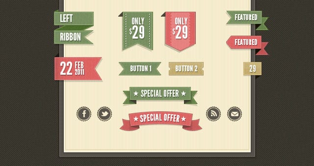 Retro Web Ribbons Vintage Psd Pack Free Download