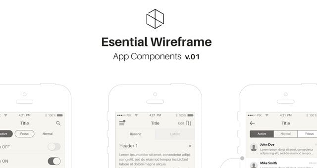 Mobile iOS Wireframe App Stencil v1