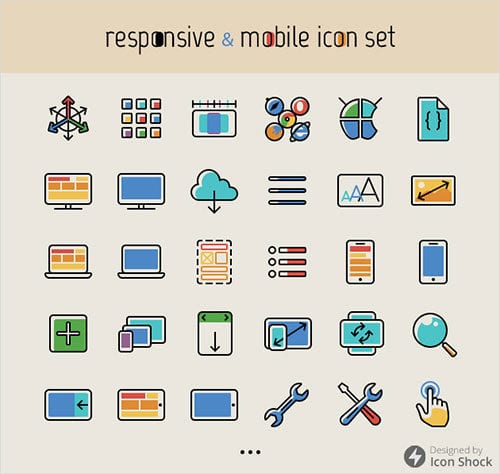 100 Free Responsive Mobile Icon Set
