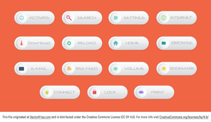 Horizontal Web Free Vector Buttons