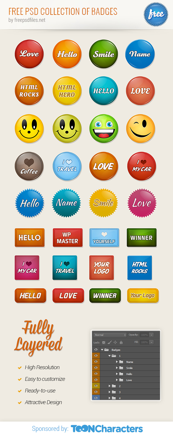 Free Badges PSD Collection