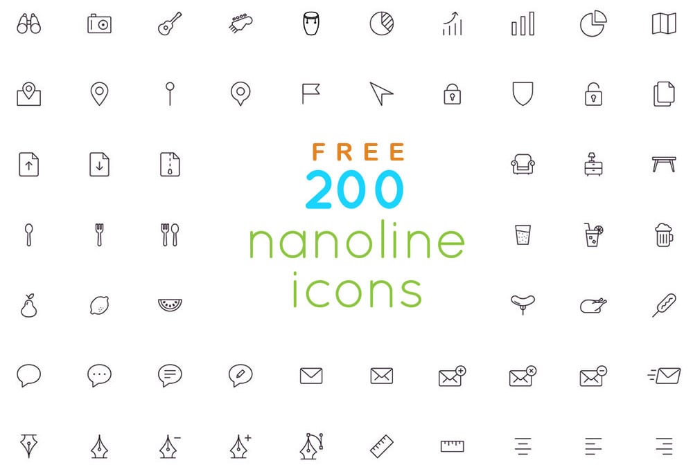 200 Free Outline Icons Set