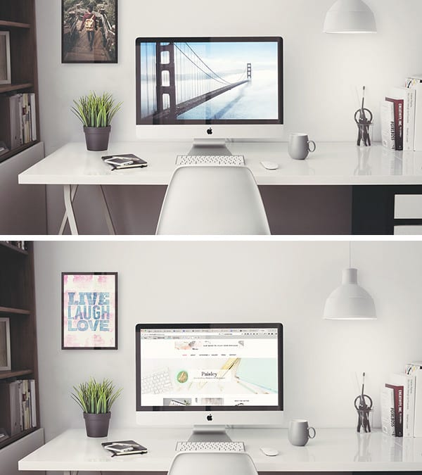 iMac Retina 5k Office Free PSD MockUp