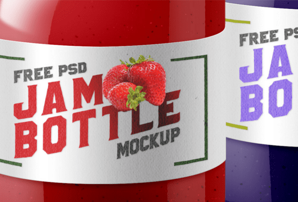 Realistic-looking Jam Bottle PSD Free MockUp