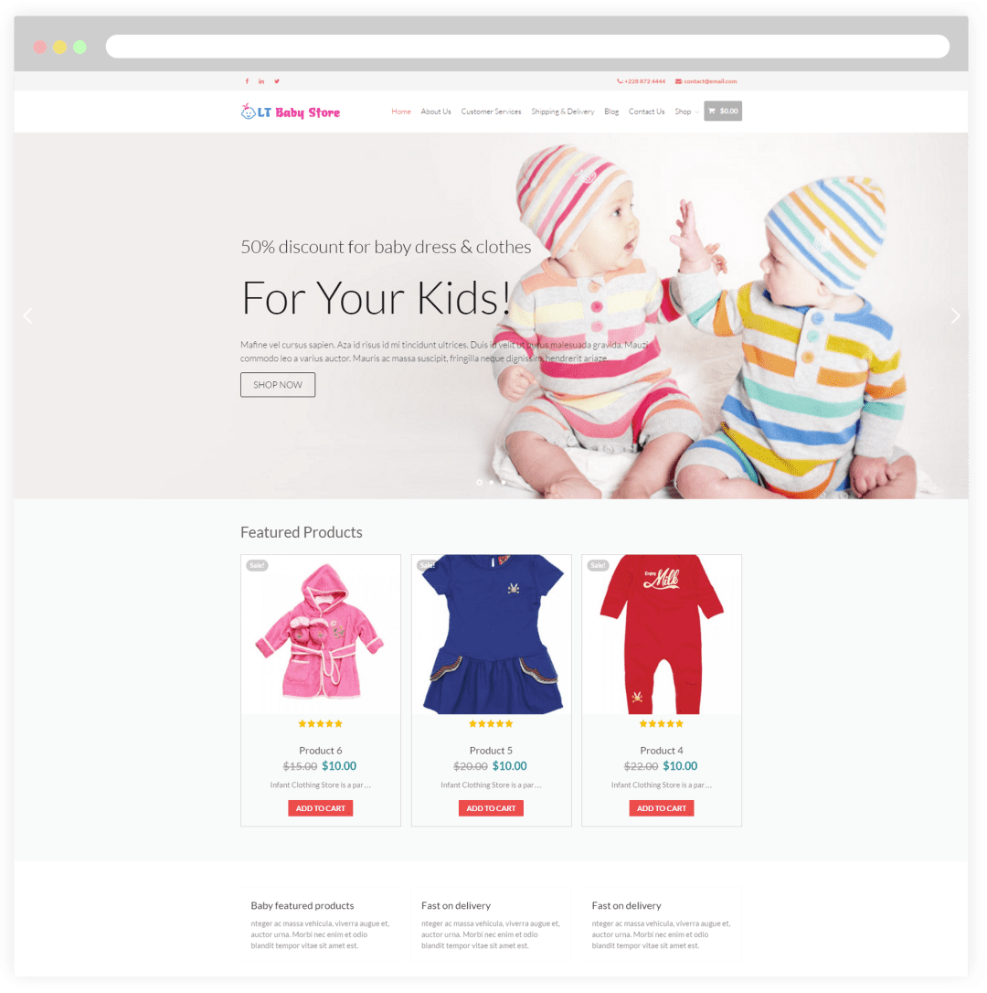 LT Baby Shop – Free Responsive Kids / Baby Store WordPress theme ...