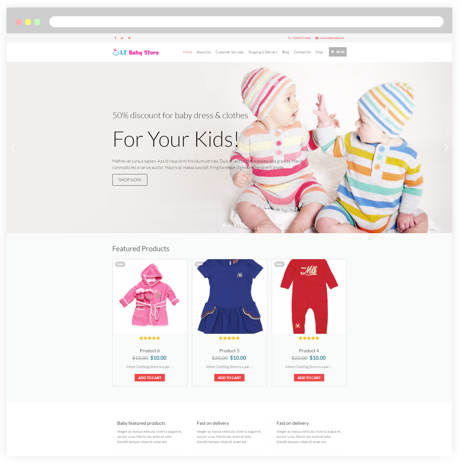 LT Baby Shop – Free Responsive Kids / Baby Store WordPress theme