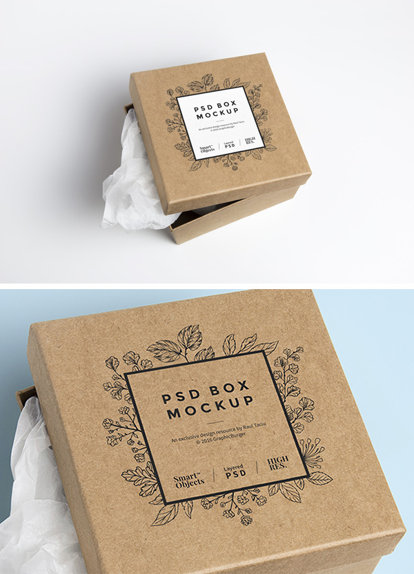 Cardboard Box Free PSD MockUp - LTHEME