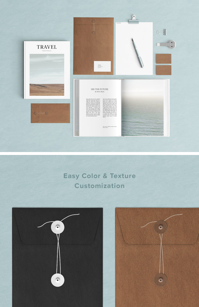 Download Powderblue Free Stationary MockUp PSD Template - LTHEME