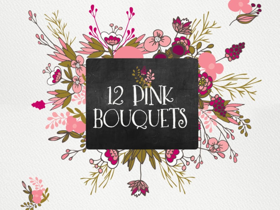 Set Of Pink Floral Bouquets Free Download