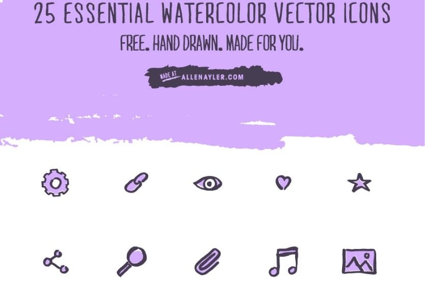 Set Of Essential Free Watercolor Vector Icons