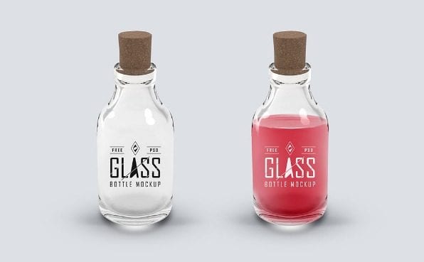 Glass Bottle Free PSD MockUp Template