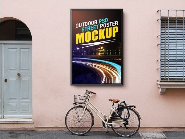 Outdoor Street Poster PSD Mockup Free Download