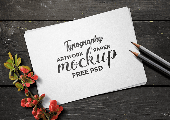 Typography Artwork Paper PSD Mockup Template