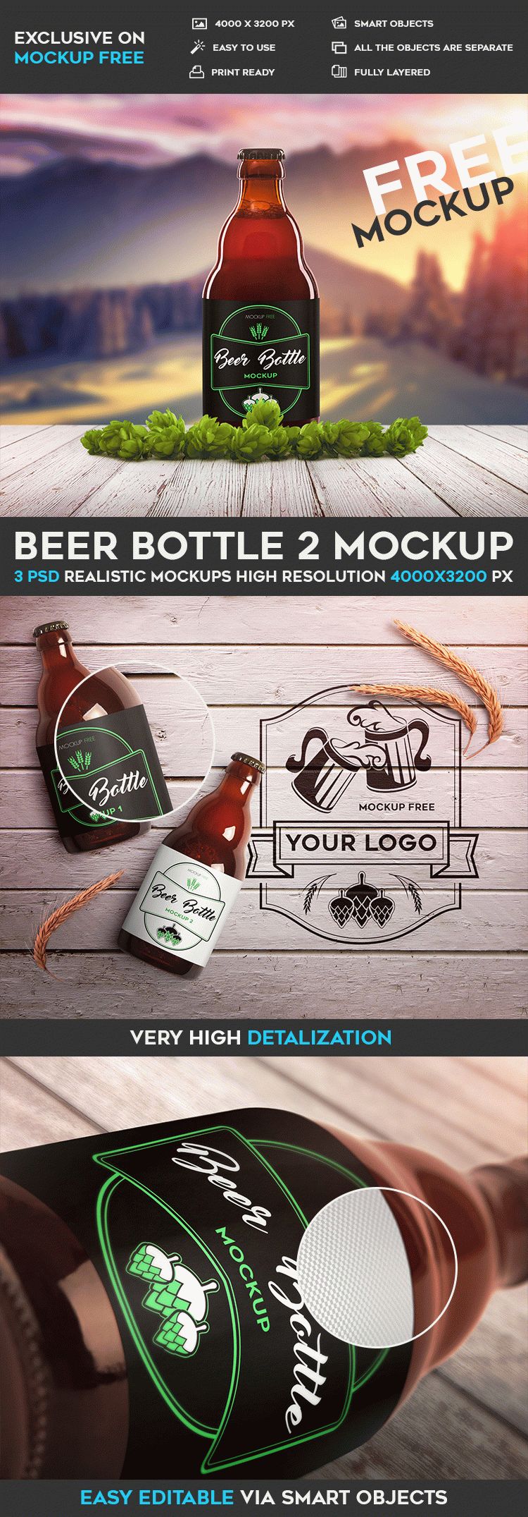 Download Beer Bottle Mockup Template Ltheme