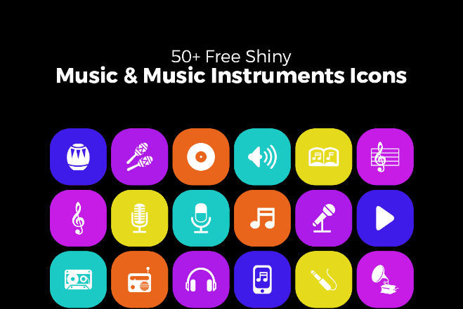 Shiny Music & Music Instruments Icons