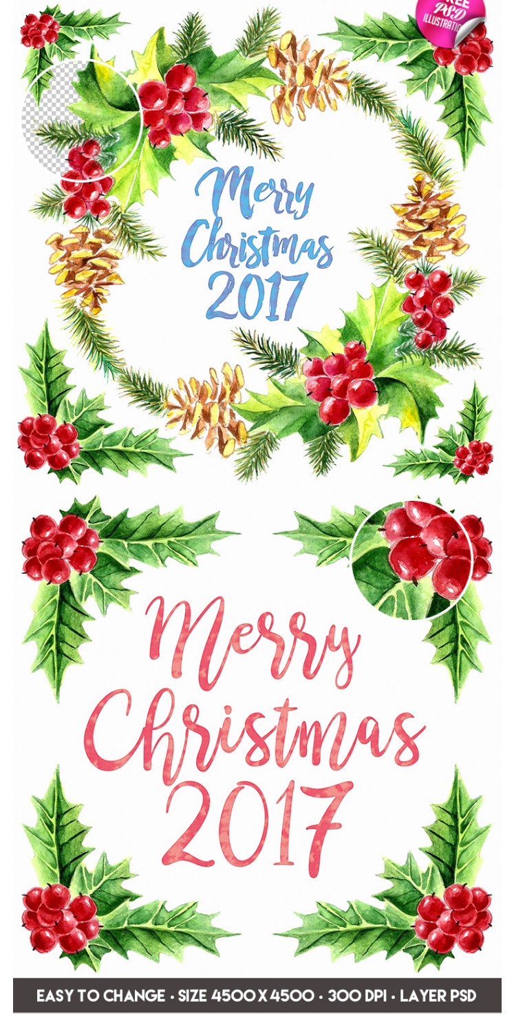 Download Merry Christmas Watercolor Illustration - LTHEME