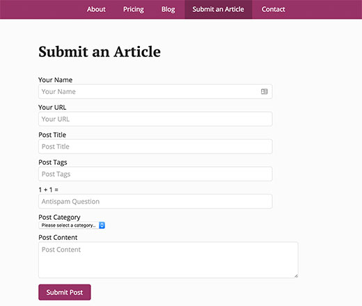 See Your User Submitted Posts Form In Action