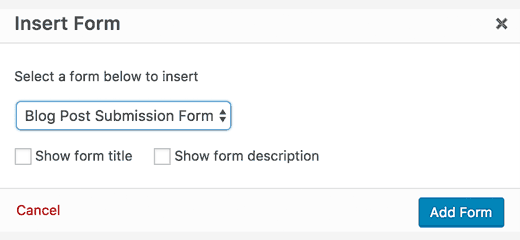 Select The Post Submission Form