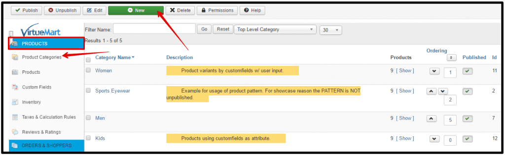 How to add a new Product Category within VirtueMart for Joomla 3.x ?