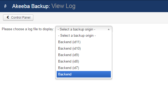 The View Log In Akeeba Backup