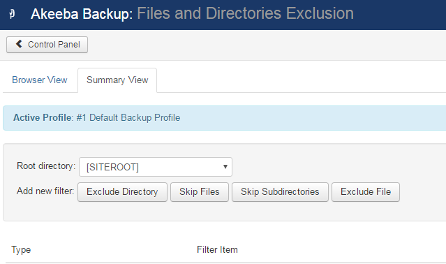 Files And Directories Exclusion In Akeeba Backup 