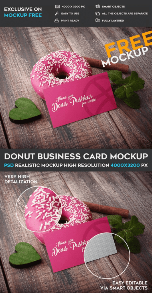 Download Donut Free Business Card PSD Mockup Template - LTHEME