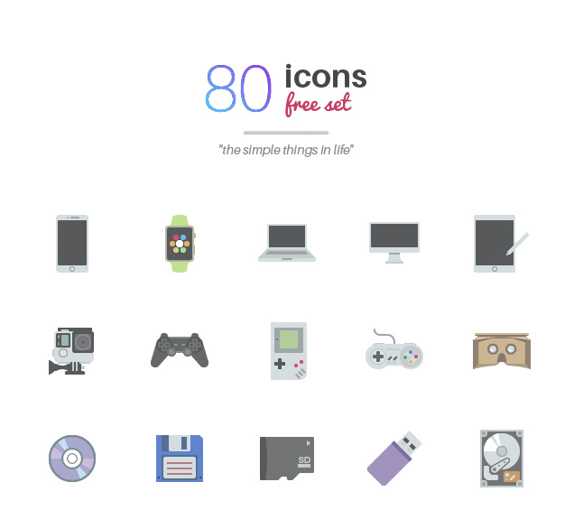 Set Of 80 Free Color Icons