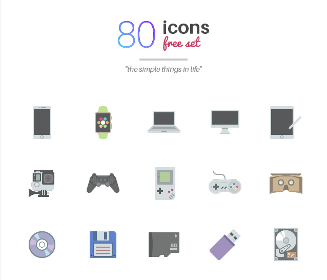 Set Of 80 Free Color Icons