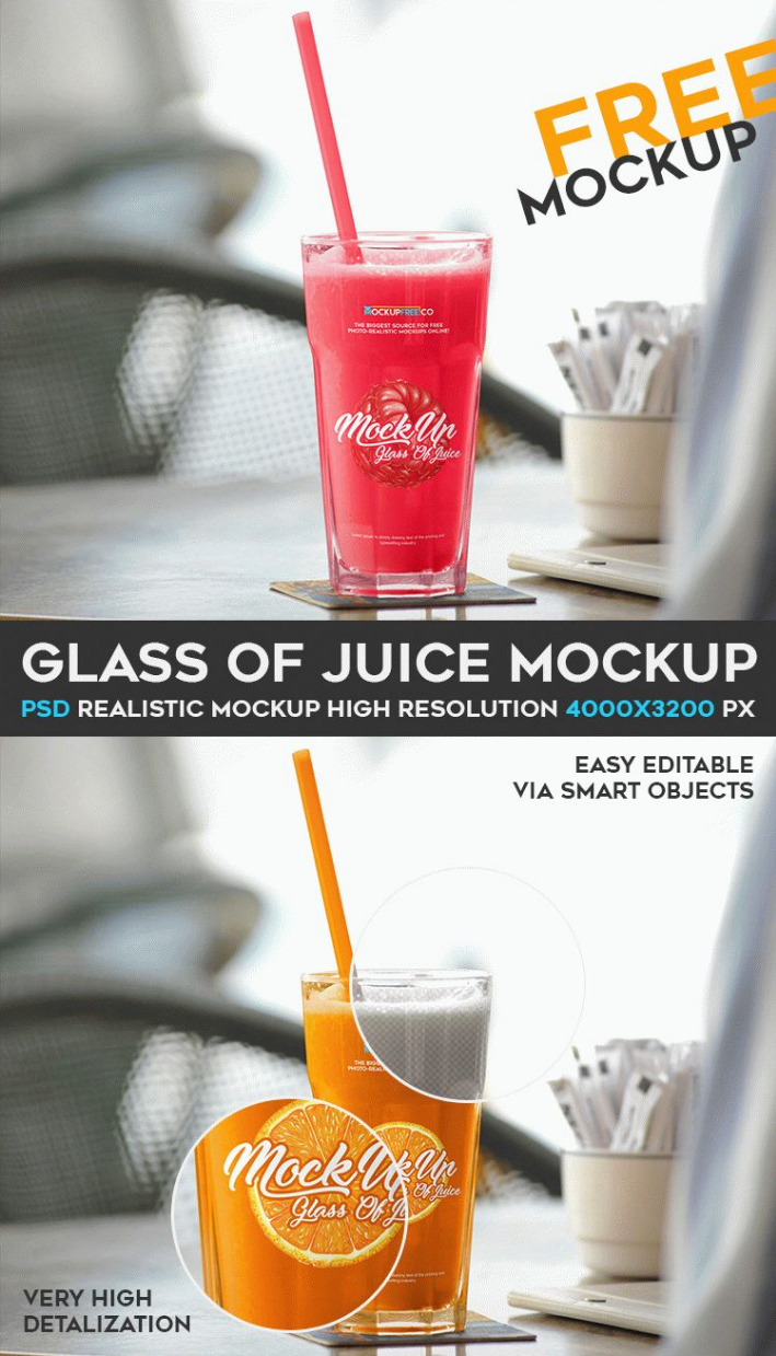 Download Glass Of Juice Free Mockup PSD Template - LTHEME