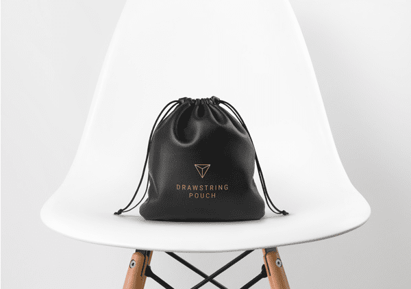 Leather Drawstring Pouch PSD MockUp