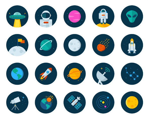 Set Of 20 Free Space Icons