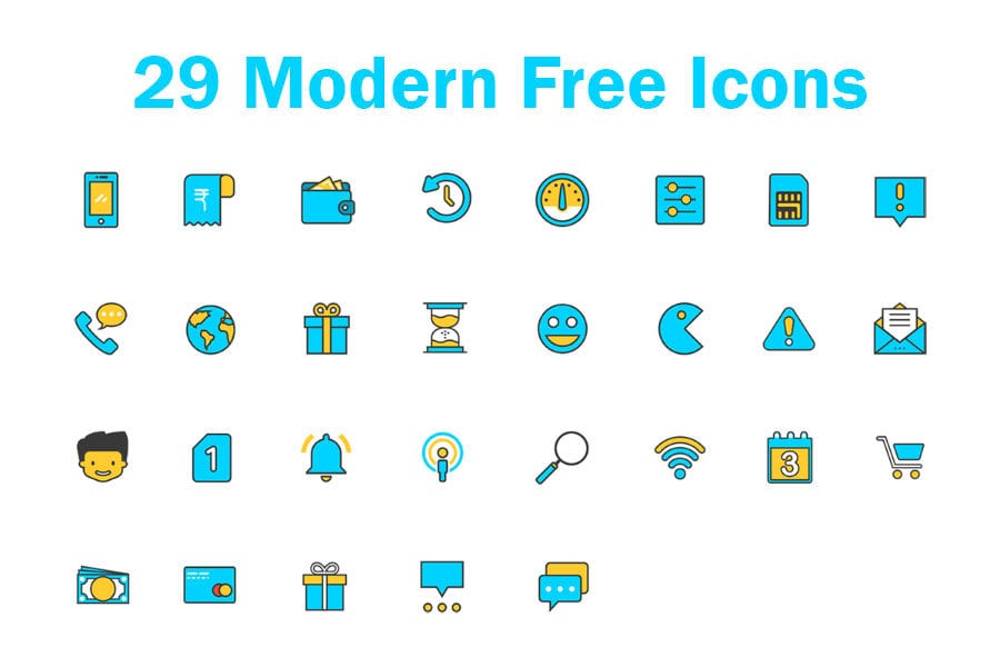Set Of 29 Sketch Free Icons