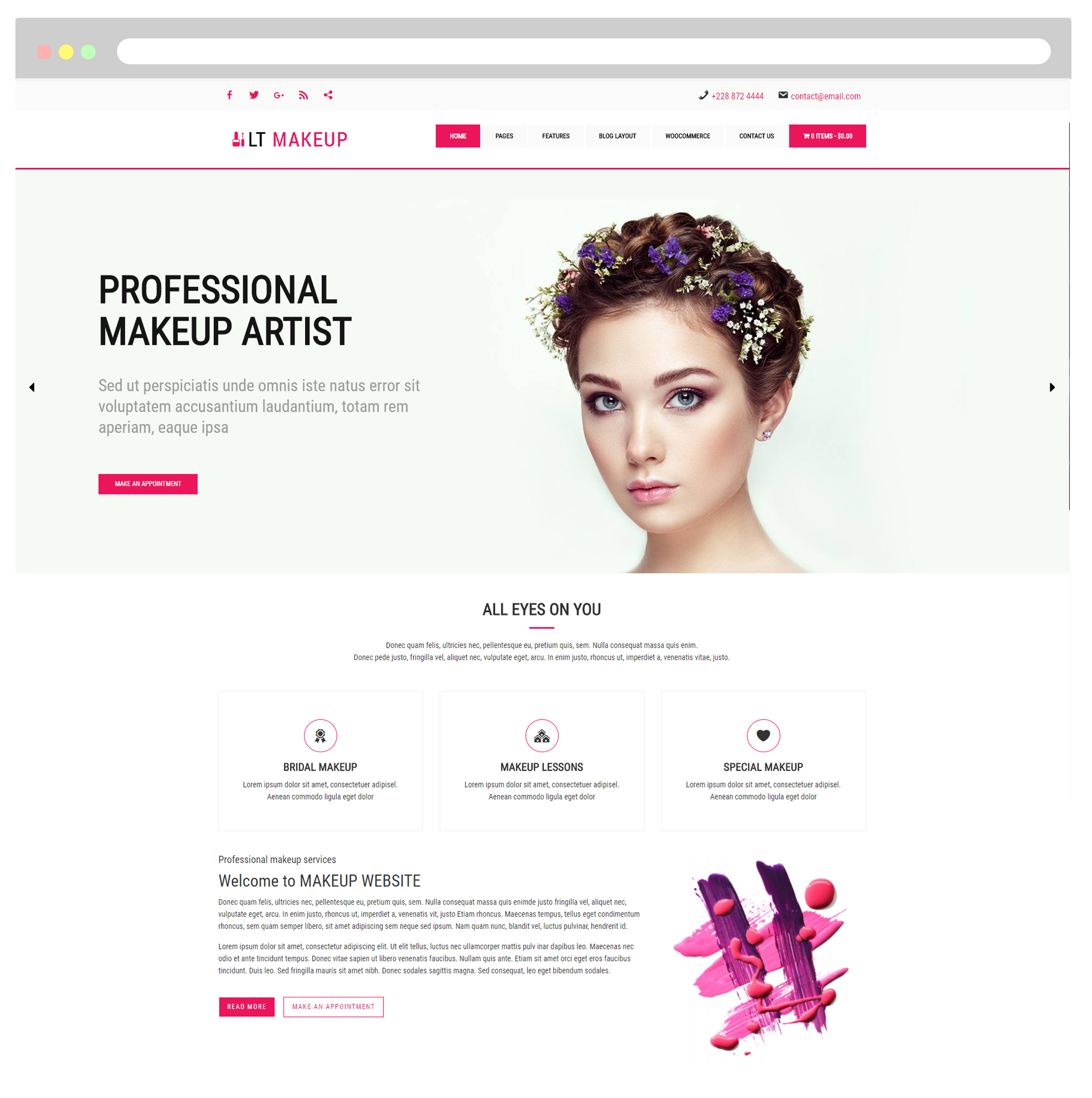 LT Makeup– Free Makeup Artist/Cosmetics Store WordPress Theme