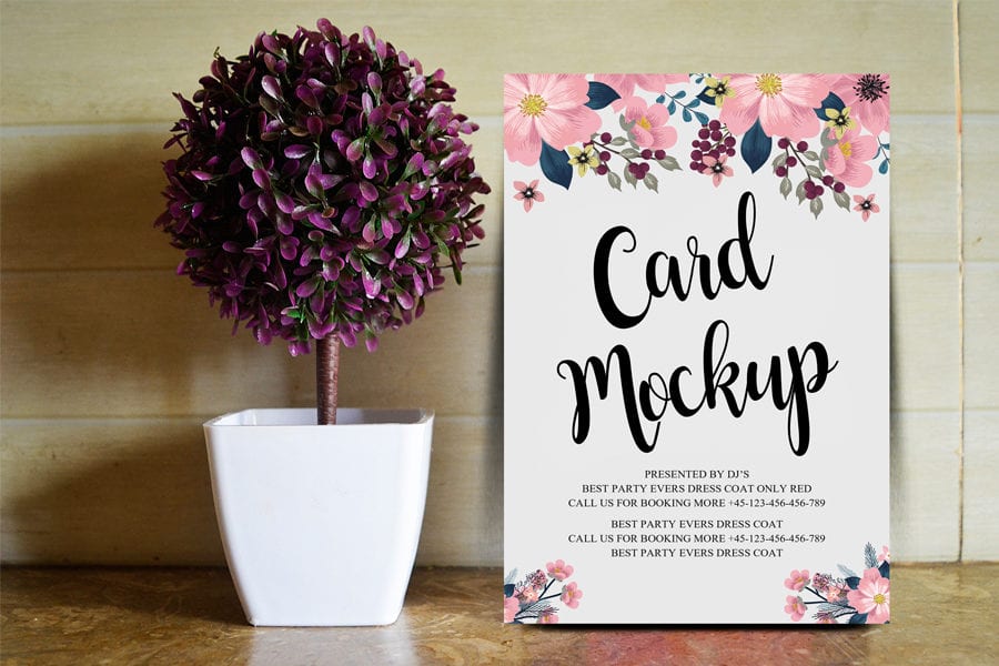 Floral Card Free PSD MockUp Template