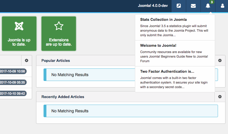 Notification Panel Joomla4