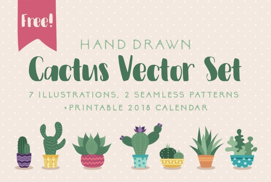 Set Of Free Handdrawn Cactus Vector