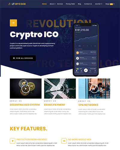 Lt Bycoin Onepage – Free Single Page Responsive Cryptocurrency Website Template