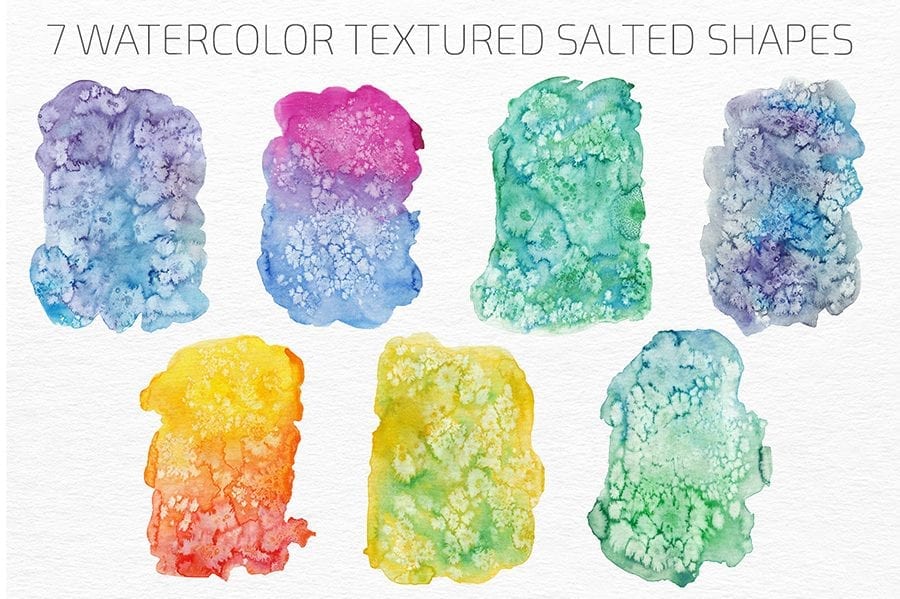 Set Of 7 Salted Watercolor Shapes