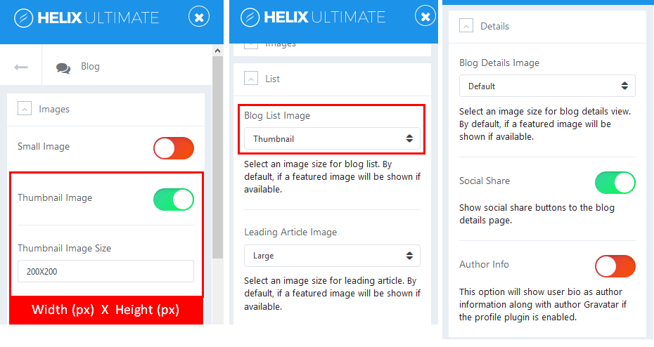 blog setting Helix Ultimate