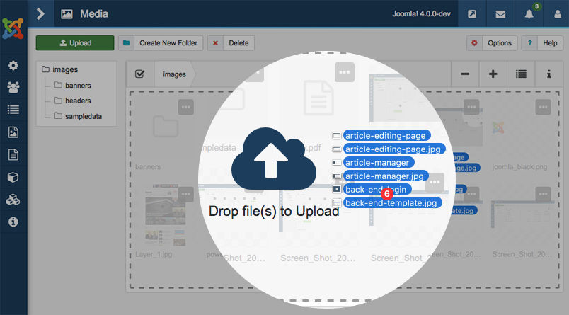 Joomla 4 Media Drag Drop Uploading