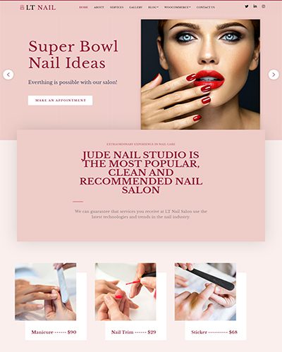 Lt Nail – Free Responsive Beauty Salon Wordpress Theme
