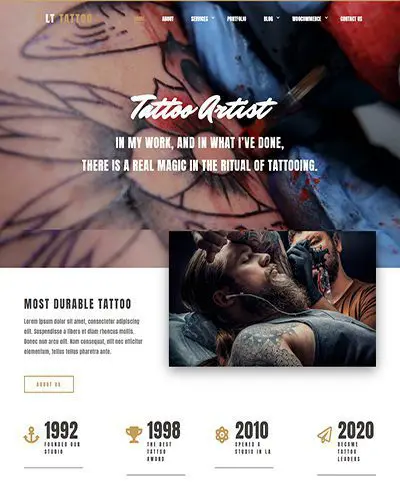 Lt Tattoo Single Page – Free Responsive Tattoo Wordpress Theme