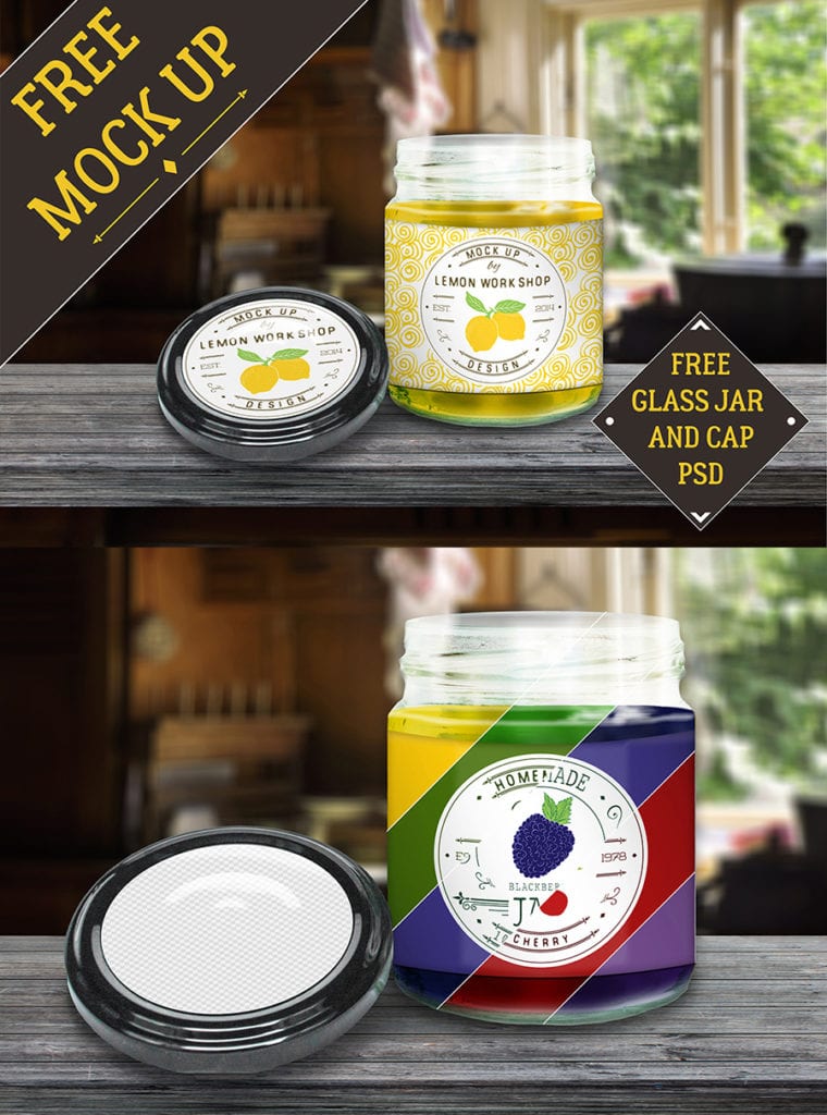 Download Glass Jam Jars Free PSD MockUp - LTHEME