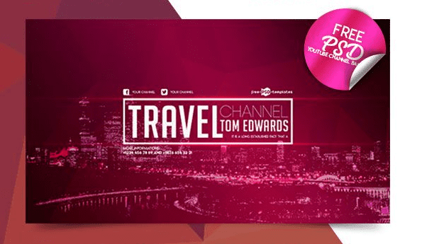 Travel Youtube Channel Banner PSD Template