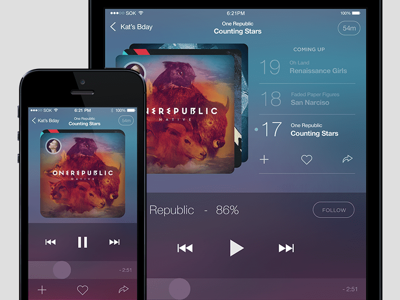 Mobile Music Player PSD Template