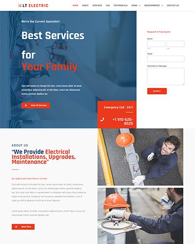 Lt Electric Onepage – Free Single Page Responsive Electrical Website Template