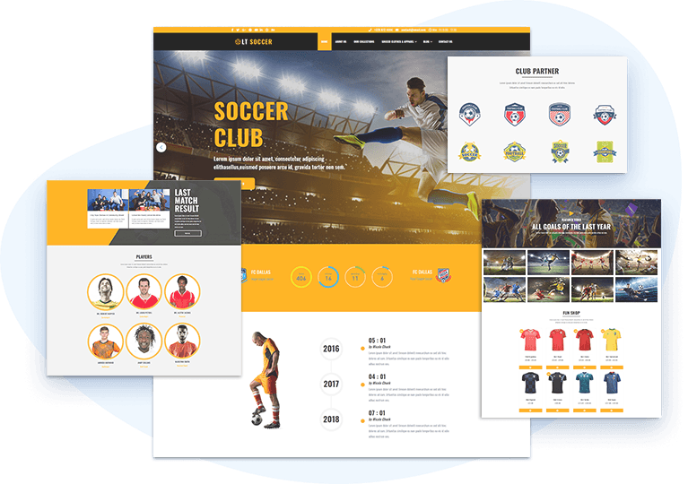 Tema WordPress e modelo de site grátis para futebol