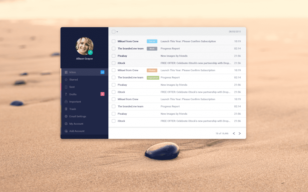 Free Email App Design In PSD
