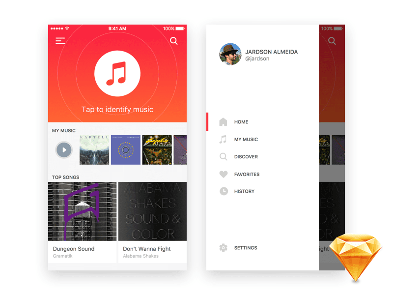 iOS Music App Design In PSD